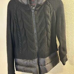 Jan Mayen Orion KT Black Cable Knit Puffer Hooded Jacket Arctic Garment Size 42